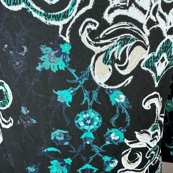 White House Black Market Green and black scroll print dress size small - Picture 7 of 9
